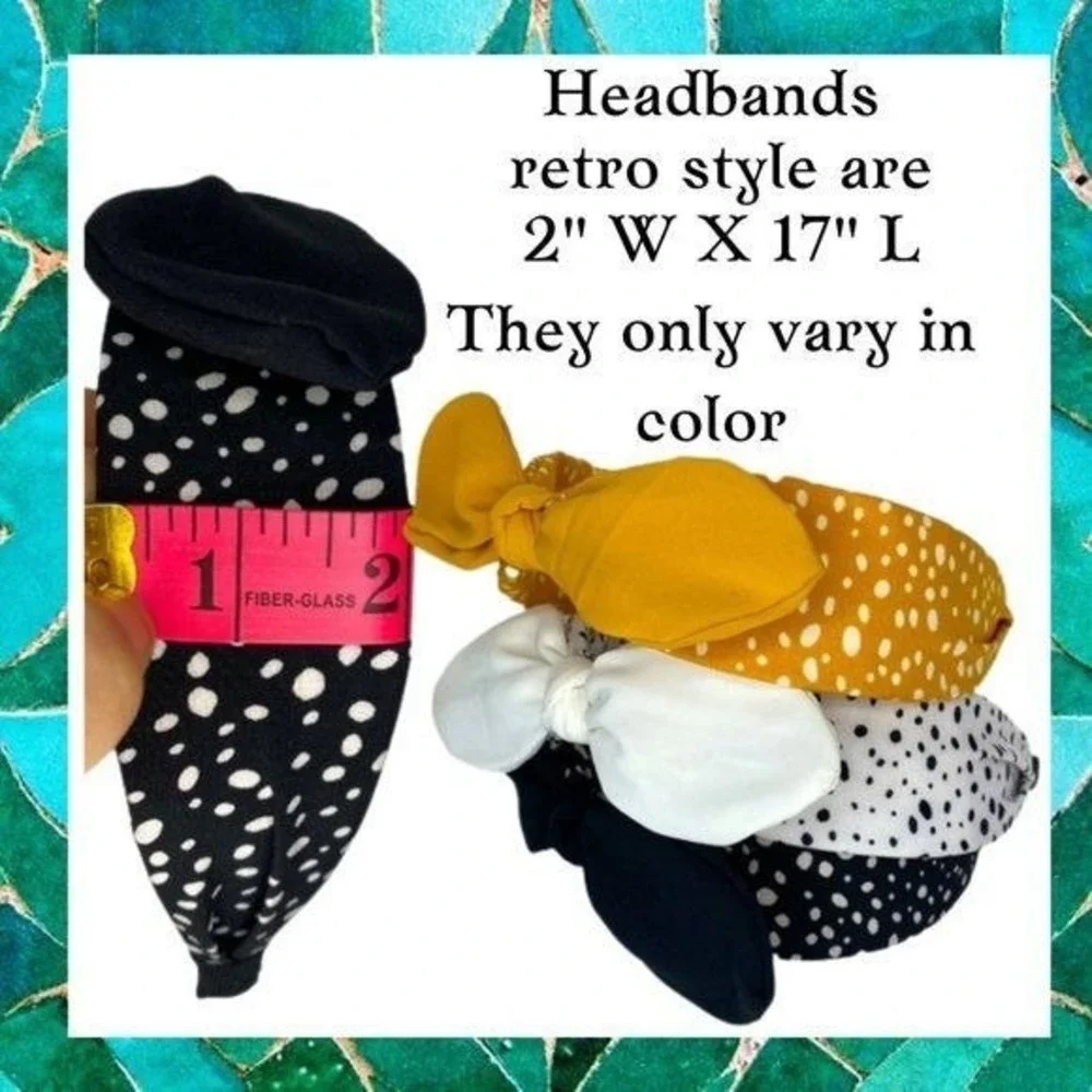 Retro Polka Dot Knot Headband Black White‎ Wide Fabric Hair Accessory